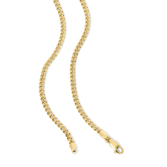 3.0mm Cuban Curb Chain Necklace in Hollow 10K Gold - 18"