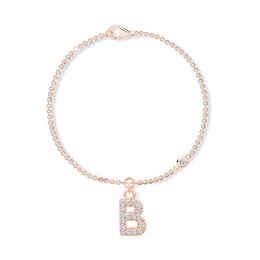 Bezel-Set Birthstone & Diamond Accent Initial Bracelet - 7.25"