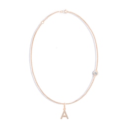 Bezel-Set Birthstone & Diamond Accent Initial Necklace - 18"