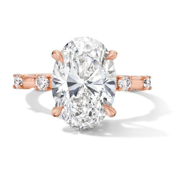 Modern Reflection 4-1/4 Ct.t.w. Oval Certified Lab-Grown Diamond Engagement Ring in 14K Rose Gold (F/Vs2)