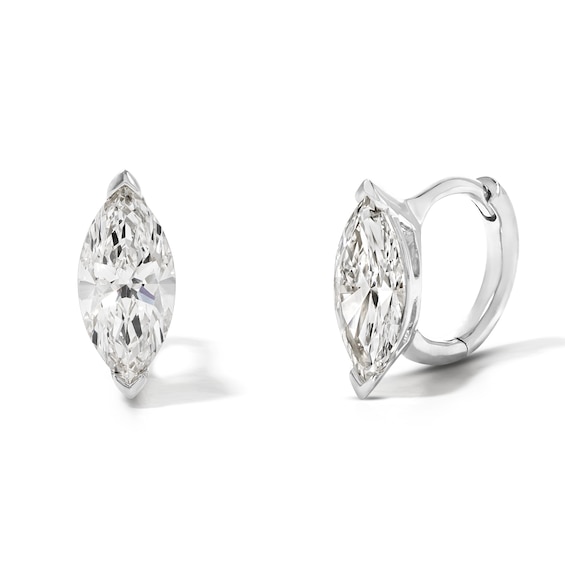 2 CT. T.w. Certified Marquise-Cut Lab-Grown Diamond Solitaire Hoop Earrings in 10K White Gold (F/Vs2)