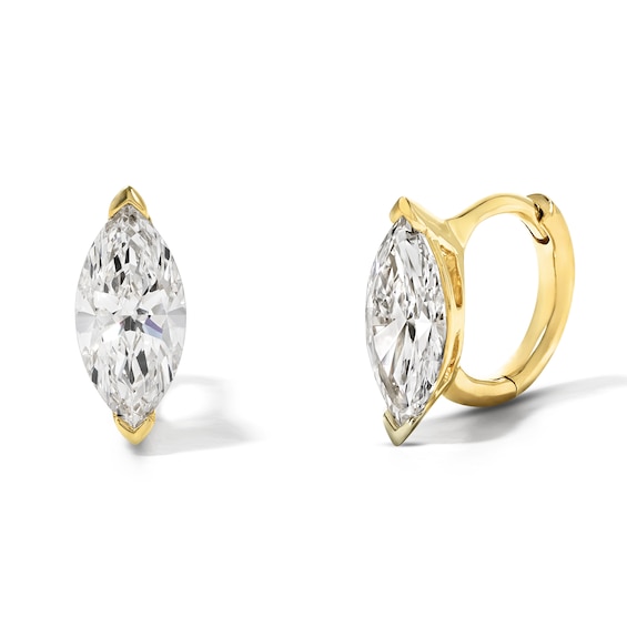 2 CT. T.W. Certified Marquise-Cut Lab-Grown Diamond Solitaire Hoop Earrings in 10K Gold (F/VS2)