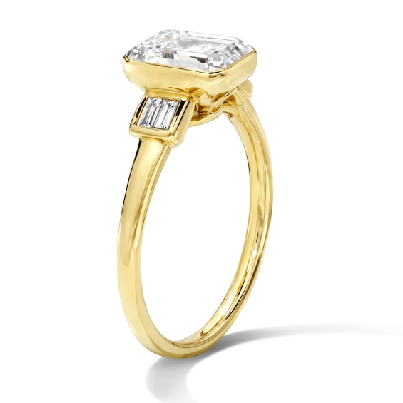 2-1/8 CT. T.w. Certified Emerald-Cut Lab-Grown Diamond Bezel-Set Engagement Ring in 14K Gold (F/Vs2)
