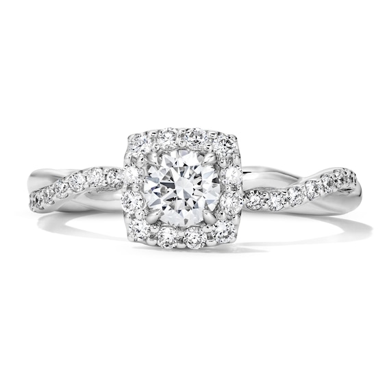5/8 CT. T.w. Lab-Grown Diamond Halo Engagement Ring in Sterling Silver