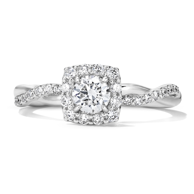 Main Image 1 of 5/8 CT. T.W. Lab-Grown Diamond Halo Engagement Ring in Sterling Silver