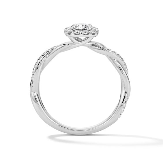 5/8 CT. T.w. Lab-Grown Diamond Halo Engagement Ring in Sterling Silver