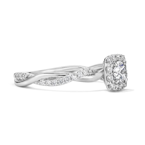 5/8 CT. T.w. Lab-Grown Diamond Halo Engagement Ring in Sterling Silver