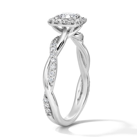 5/8 CT. T.w. Lab-Grown Diamond Halo Engagement Ring in Sterling Silver