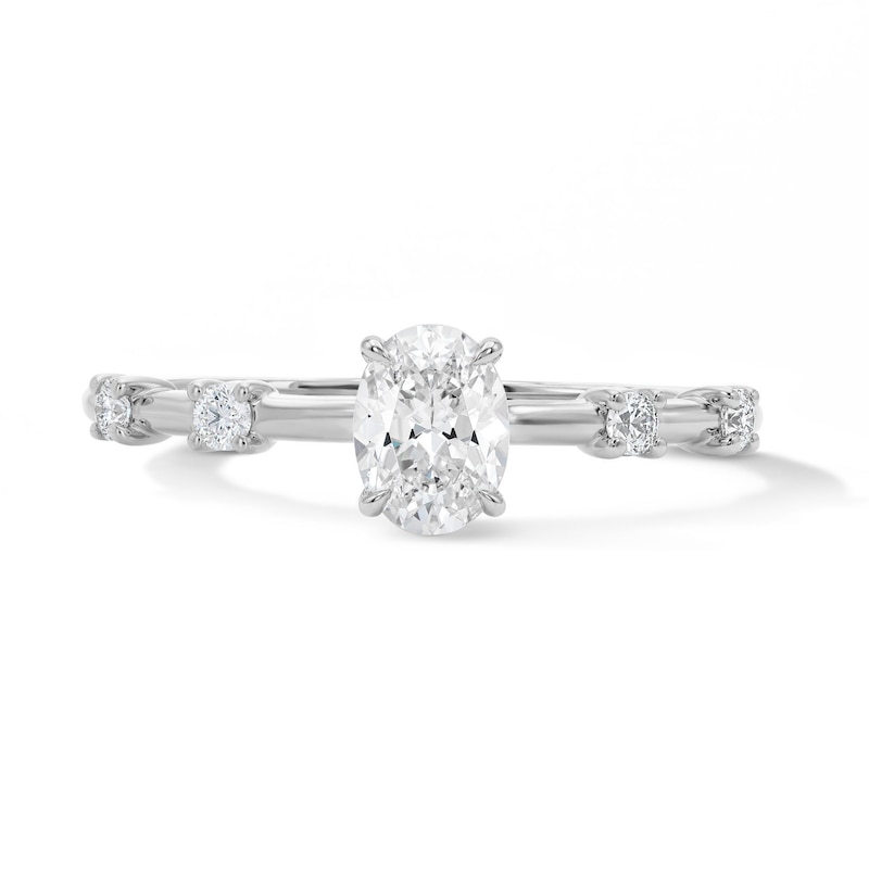 Main Image 1 of Modern Reflection 1/2 CT. T.W. Oval Lab-Grown Diamond Ring in Sterling Silver