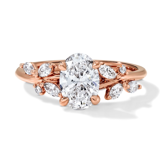 Romantic Vine 1-1/3 CT. T.W. Certified Oval Lab-Grown Diamond Engagement Ring in 14K Rose Gold (F/VS2)