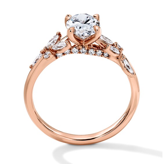 Romantic Vine 1-1/3 CT. T.w. Certified Oval Lab-Grown Diamond Engagement Ring in 14K Rose Gold (F/Vs2)