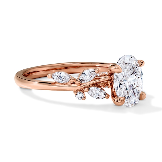 Romantic Vine 1-1/3 CT. T.w. Certified Oval Lab-Grown Diamond Engagement Ring in 14K Rose Gold (F/Vs2)