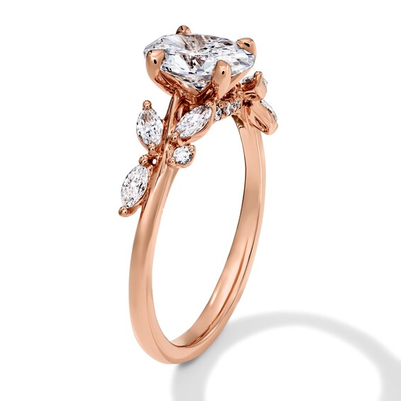 Romantic Vine 1-1/3 CT. T.w. Certified Oval Lab-Grown Diamond Engagement Ring in 14K Rose Gold (F/Vs2)