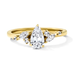 3/4 CT. T.W. Certified Pear-Shaped Lab-Grown Diamond Cluster Engagement Ring in 14K Gold (F/VS2)