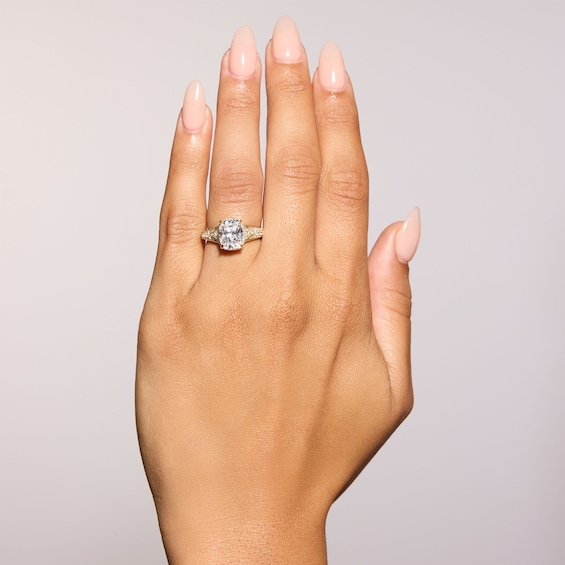 3-1/3 CT. T.w. Certified Cushion-Cut Lab-Grown Diamond Engagement Ring in 14K Gold (F/Vs2)