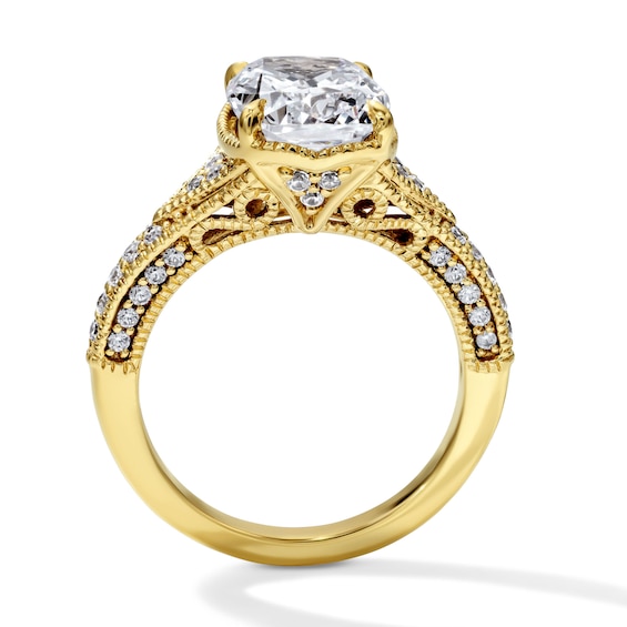 3-1/3 CT. T.w. Certified Cushion-Cut Lab-Grown Diamond Engagement Ring in 14K Gold (F/Vs2)