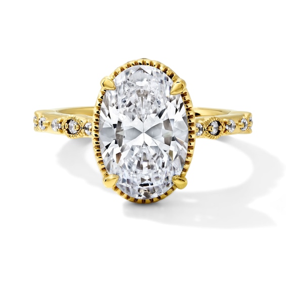3-1/3 CT. T.w. Certified Oval-Cut Lab-Grown Diamond Hidden Frame Engagement Ring in 14K Gold (F/Vs2)
