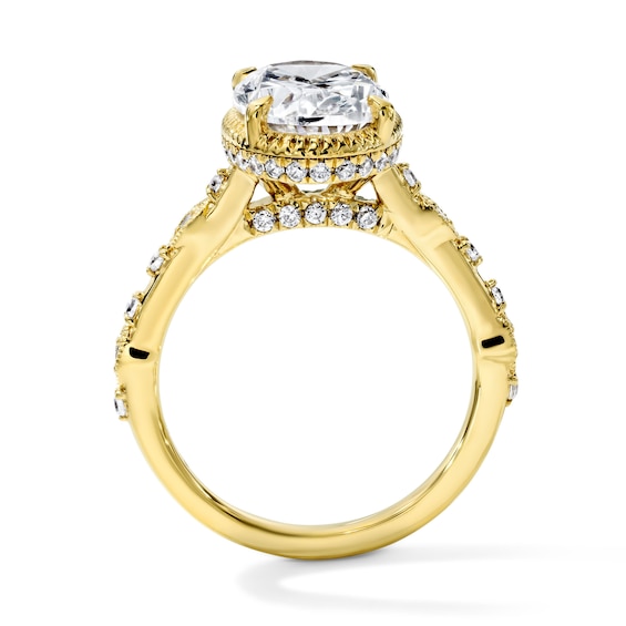 3-1/3 CT. T.w. Certified Oval-Cut Lab-Grown Diamond Hidden Frame Engagement Ring in 14K Gold (F/Vs2)