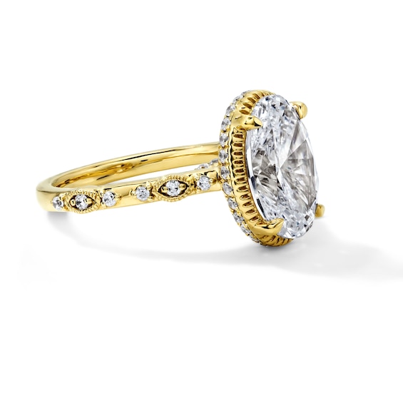 3-1/3 CT. T.w. Certified Oval-Cut Lab-Grown Diamond Hidden Frame Engagement Ring in 14K Gold (F/Vs2)