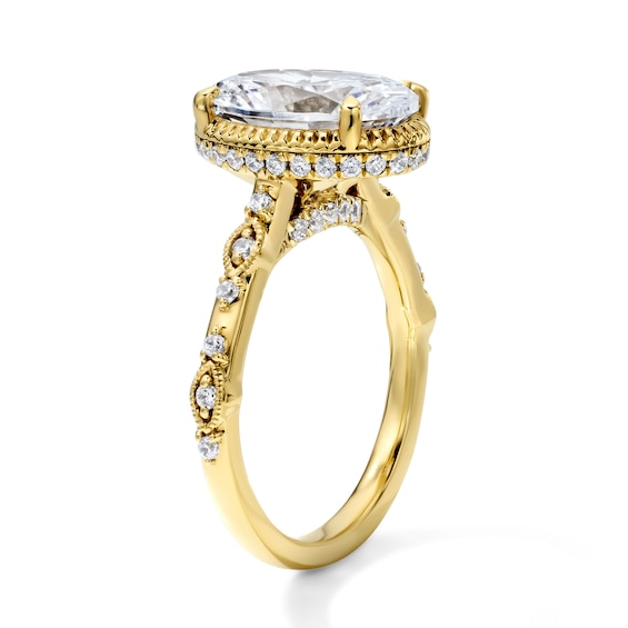 3-1/3 CT. T.w. Certified Oval-Cut Lab-Grown Diamond Hidden Frame Engagement Ring in 14K Gold (F/Vs2)