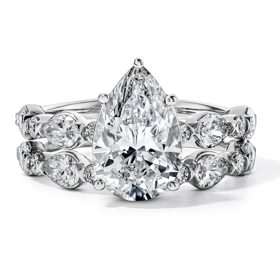 Romantic Bouquet 4 CT. T.W. Certified Pear-Shaped Lab-Grown Diamond Bridal Set in 14K White Gold (F/VS2)