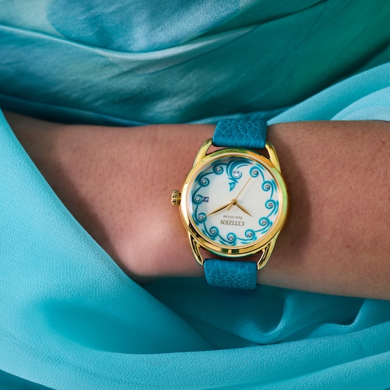 Ladies' Citizen x Disney Moana Ocean Adventure Gold-Tone IP Stainless Steel Watch (Model: Fe6182-46Y)