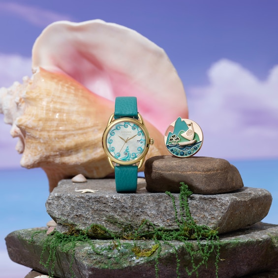 Ladies' Citizen x Disney Moana Ocean Adventure Gold-Tone IP Stainless Steel Watch (Model: Fe6182-46Y)