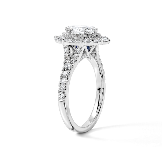 Vera Wang Love Collection 1-1/2 CT. T.w. Certified Marquise-Cut Diamond Scalloped Frame Engagement Ring in 14K White Gold (I/Si2)