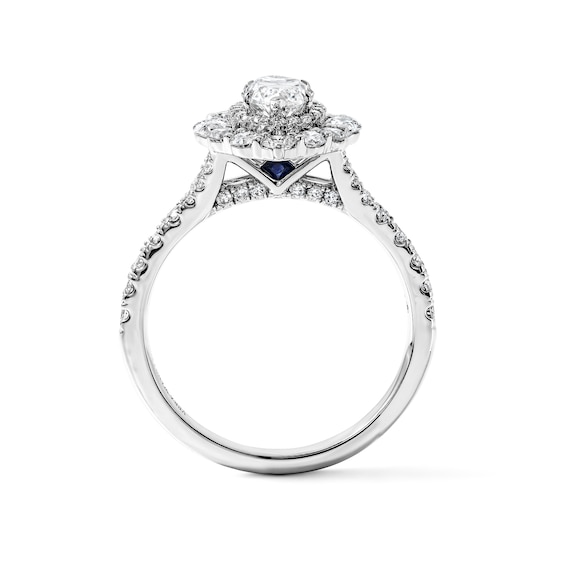 Vera Wang Love Collection 1-1/2 CT. T.w. Certified Marquise-Cut Diamond Scalloped Frame Engagement Ring in 14K White Gold (I/Si2)