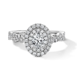 Vera Wang Love Collection 1 CT. T.W. Oval Certified Diamond Double Frame Ring in 14K White Gold (I/SI2)