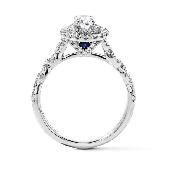 Vera Wang Love Collection 1 CT. T.w. Oval Certified Diamond Double Frame Ring in 14K White Gold (I/Si2)