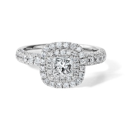 Vera Wang Love Collection 1-1/3 CT. T.W. Certified Princess-Cut Diamond Double Frame Engagement Ring in 14K White Gold (I/SI2)