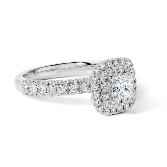 Vera Wang Love Collection 1-1/3 CT. T.w. Certified Princess-Cut Diamond Double Frame Engagement Ring in 14K White Gold (I/Si2)