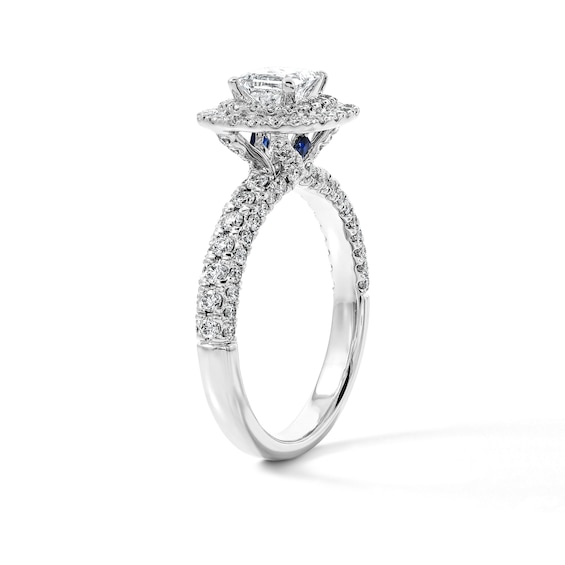 Vera Wang Love Collection 1-1/3 CT. T.w. Certified Princess-Cut Diamond Double Frame Engagement Ring in 14K White Gold (I/Si2)