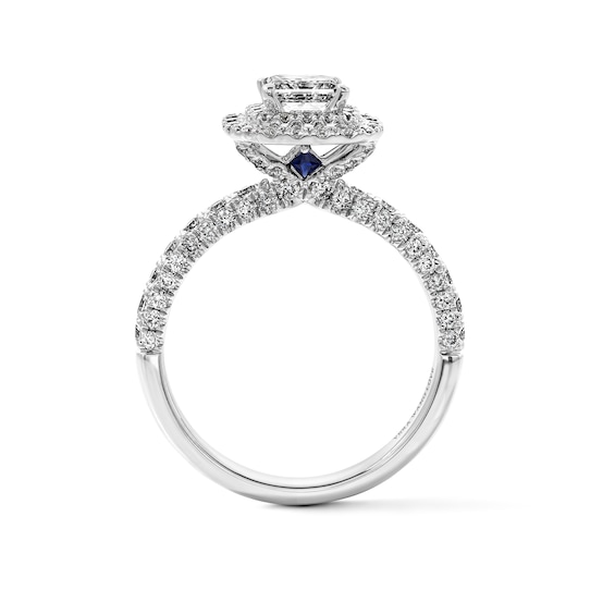 Vera Wang Love Collection 1-1/3 CT. T.w. Certified Princess-Cut Diamond Double Frame Engagement Ring in 14K White Gold (I/Si2)