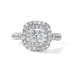 Vera Wang Love Collection 2 CT. T.W. Certified Princess-Cut Diamond Double Frame Engagement Ring in 14K White Gold (I/SI2)