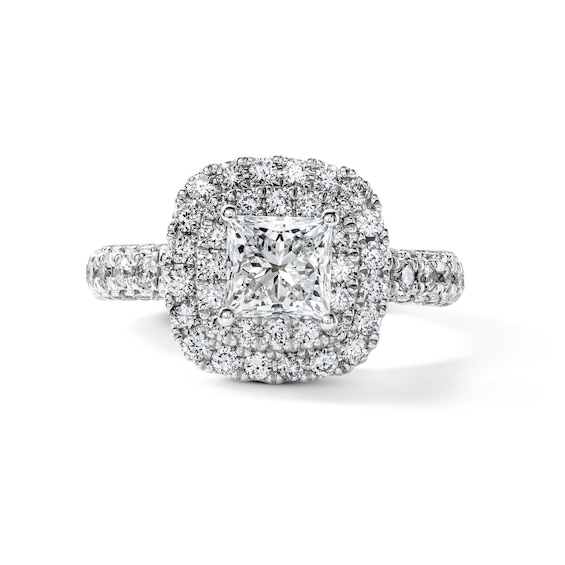Vera Wang Love Collection 2 CT. T.w. Certified Princess-Cut Diamond Double Frame Engagement Ring in 14K White Gold (I/Si2)