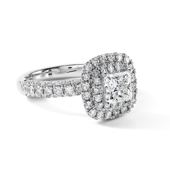 Vera Wang Love Collection 2 CT. T.w. Certified Princess-Cut Diamond Double Frame Engagement Ring in 14K White Gold (I/Si2)