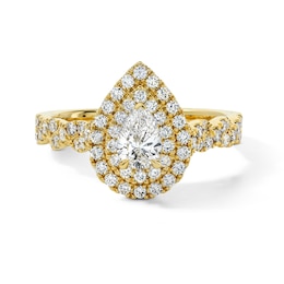 Vera Wang Love Collection 1 CT.T.W. Pear-Shaped Certified Diamond Double Frame Engagement Ring in 14K Gold (I/SI2)