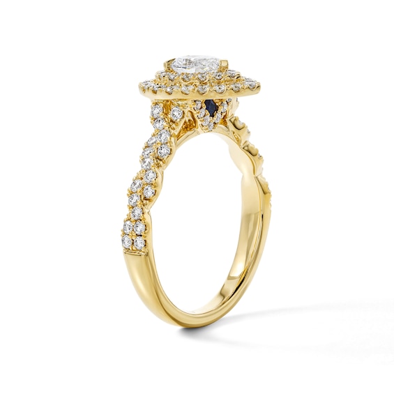 Vera Wang Love Collection 1 Ct.t.w. Pear-Shaped Certified Diamond Double Frame Engagement Ring in 14K Gold (I/Si2)