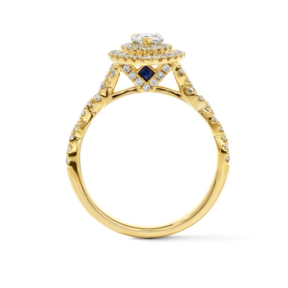 Vera Wang Love Collection 1 Ct.t.w. Pear-Shaped Certified Diamond Double Frame Engagement Ring in 14K Gold (I/Si2)