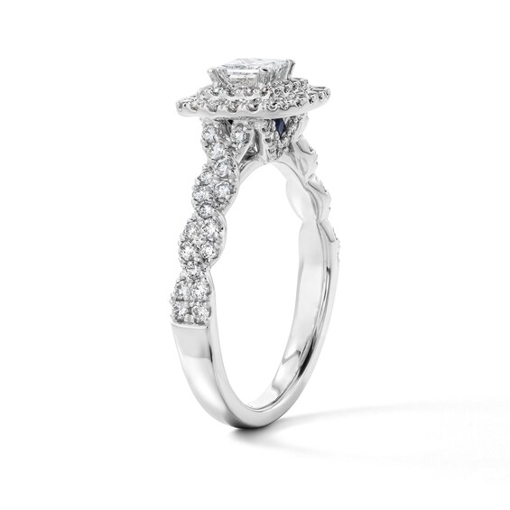 Vera Wang Love 1 CT. T.w. Certified Princess-Cut Diamond Double Frame Engagement Ring in 14K White Gold (I/Si2)