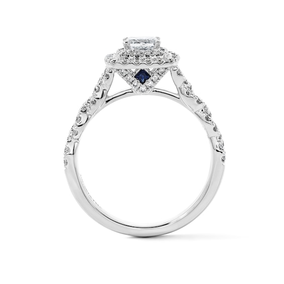 Vera Wang Love 1 CT. T.w. Certified Princess-Cut Diamond Double Frame Engagement Ring in 14K White Gold (I/Si2)