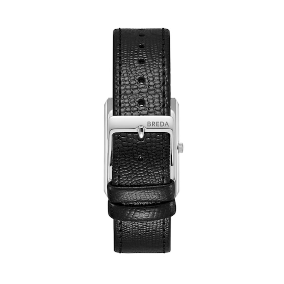 Men's Breda Virgil Stainless Steel Watch with Black Dial and Black Leather Strap (Model: 1763a)