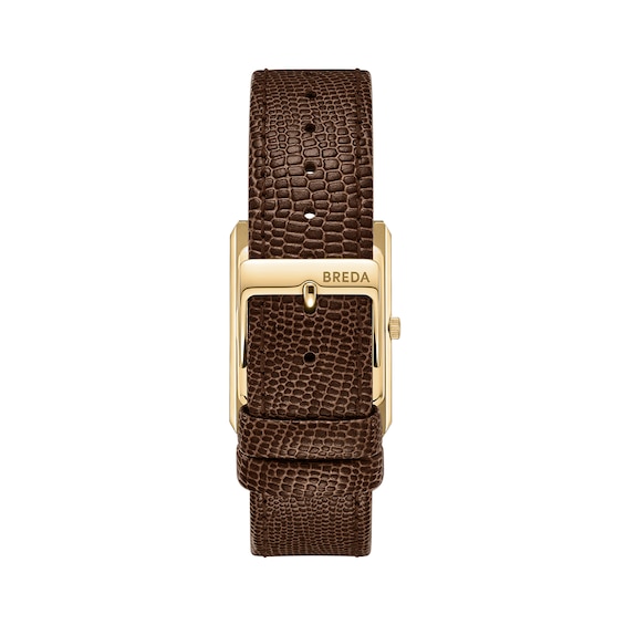 Men's Breda Virgil 18K Gold-Plated Stainless Steel Watch with Blue Dial and Brown Leather Strap (Model: 1763b)