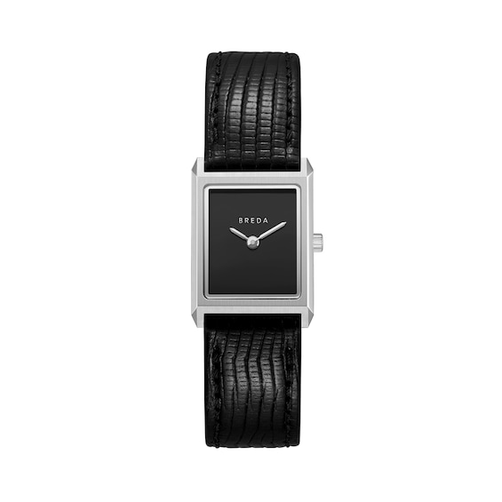 Ladies' Breda Virgil Stainless Steel Watch with Black Dial and Black Leather Strap (Model: 1765a)