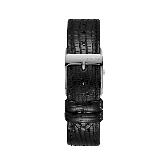 Ladies' Breda Virgil Stainless Steel Watch with Black Dial and Black Leather Strap (Model: 1765a)