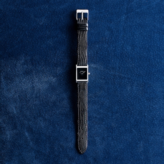 Ladies' Breda Virgil Stainless Steel Watch with Black Dial and Black Leather Strap (Model: 1765a)