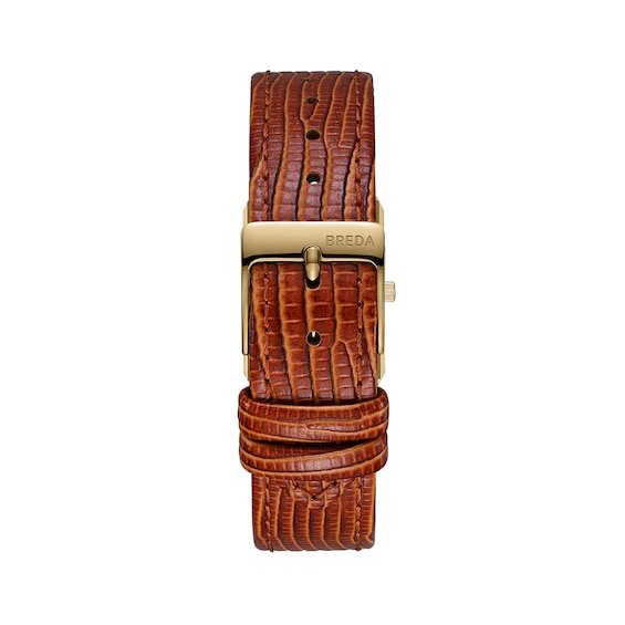 Ladies' Breda Virgil 18K Gold-plated Stainless Steel Watch with Cream Dial and Brown Leather Strap (Model: 1765b)