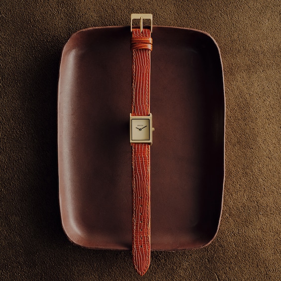 Ladies' Breda Virgil 18K Gold-plated Stainless Steel Watch with Cream Dial and Brown Leather Strap (Model: 1765b)